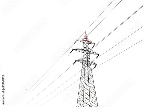 Canvas Print high voltage towers pylon on isolated white background