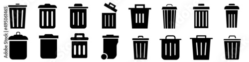 Trash can vector icon set. garbage illustration sign collection. basket symbol or logo.
