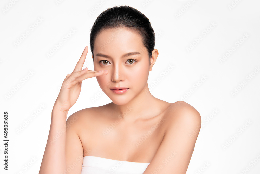 Beautiful young asian woman with clean fresh skin on white background, Face care, Facial treatment, Cosmetology, beauty and spa, Asian women portrait. Beautiful young asian woman with clean fresh skin on white background, Face care, Facial treatment, Cosmetology, beauty and spa, Asian women portrait.
