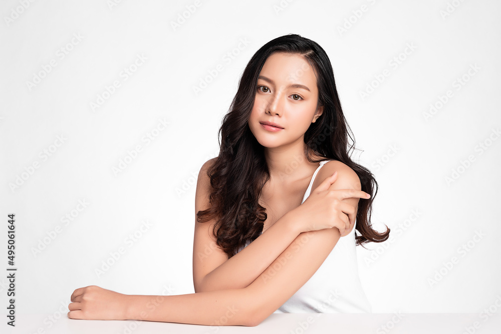 Beautiful young asian woman with clean fresh skin on white background, Face care, Facial treatment, Cosmetology, beauty and spa, Asian women portrait. Beautiful young asian woman with clean fresh skin on white background, Face care, Facial treatment, Cosmetology, beauty and spa, Asian women portrait.
