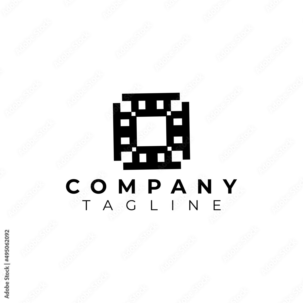 abstract tech pixel logo simple flat 