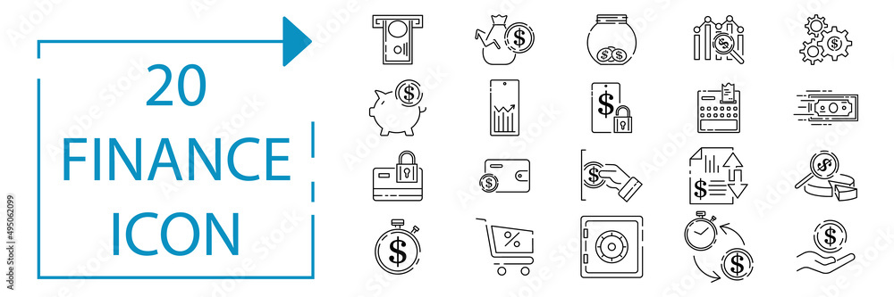 Simple Set of Money Related Vector Line Icons. Contains such Icons as Wallet, ATM, Bundle of Money, Hand with a Coin and more. Editable Stroke. Finance or economy Simple Set of Money Related Vector Line Icons. Contains such Icons as Wallet, ATM, Bundle of Money, Hand with a Coin and more. Editable Stroke. Finance or economy