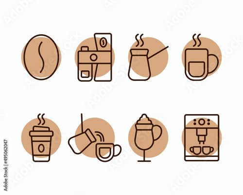 Simple set of coffee related vector line icons.