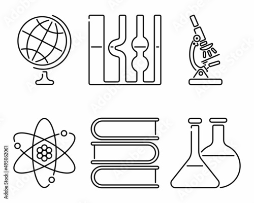Education thin line vector icons set, black and white set