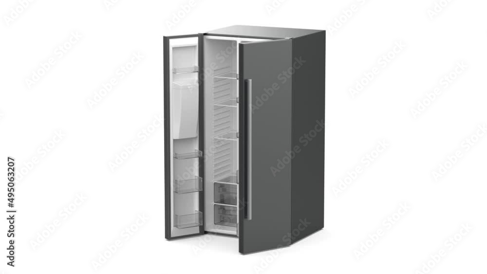 Empty side-by-side refrigerator on white background Empty side-by-side refrigerator on white background
