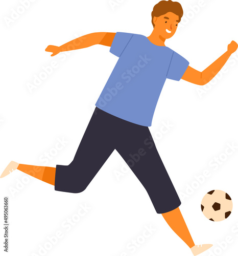 Man Playing Football Cartoon Illustration