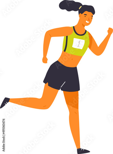 Sportswoman Professional Runner Cartoon Illustration