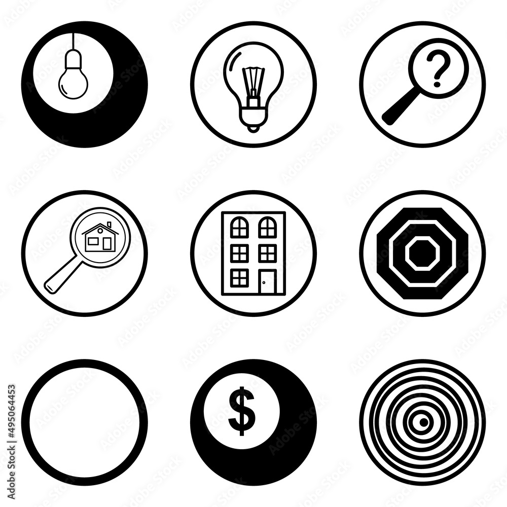 Circles Flat Icon Set Isolated On White Background Circles Flat Icon Set Isolated On White Background