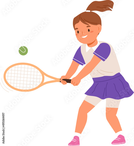 Girl Playing Tennis Cartoon Illustration