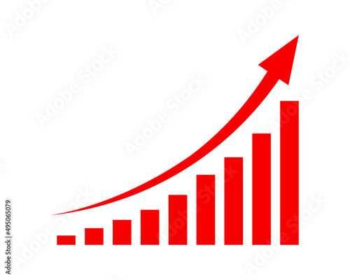 Growing business arrow on white background, Profit red arrow, Vector illustration.Business concept, growing chart. Concept of sales symbol icon with arrow moving up. Economic Arrow With Growing Trend.
