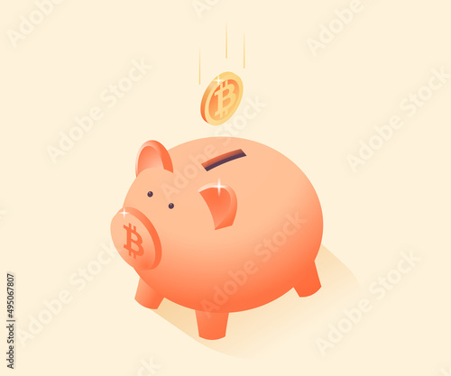 Flat pink piggy box. Money saving, financial investment
