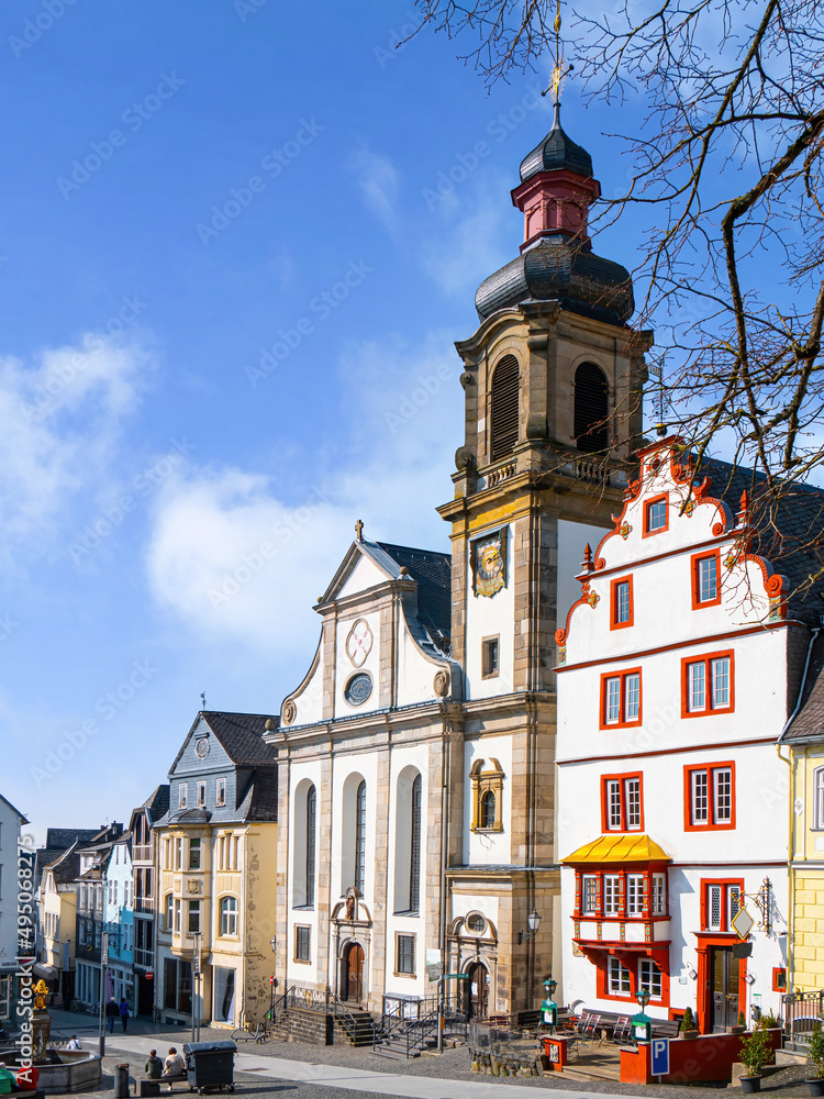 Fototapeta premium Hachenburg (Westerwald) Altstadt und neuer Marktplatz