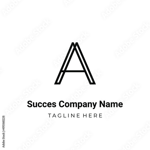 Unique modern geometric creative elegant letter A logo template