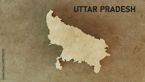 Uttar Pradesh Map 3d Rendered illustration 