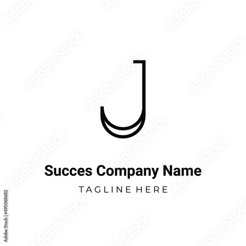 Unique modern geometric creative elegant letter J logo template