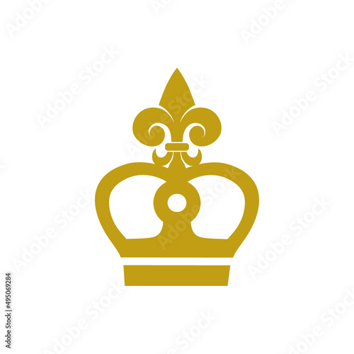 Crown with fleur-de-lis symbols isolated on white background