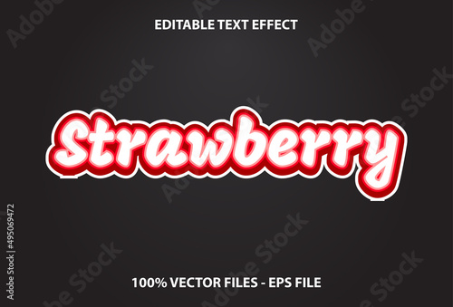 strawberry text effect with red color and black background. effect text editable