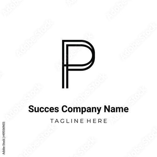 Unique modern geometric creative elegant letter P logo template