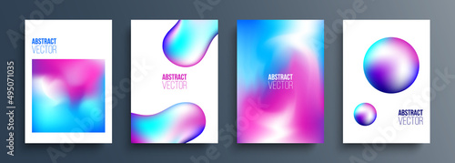 Set of abstract backgrounds with vibrant color gradient for your creative graphic design. Blurred and holographic effect. Liquid shapes. Vector illustration. photo