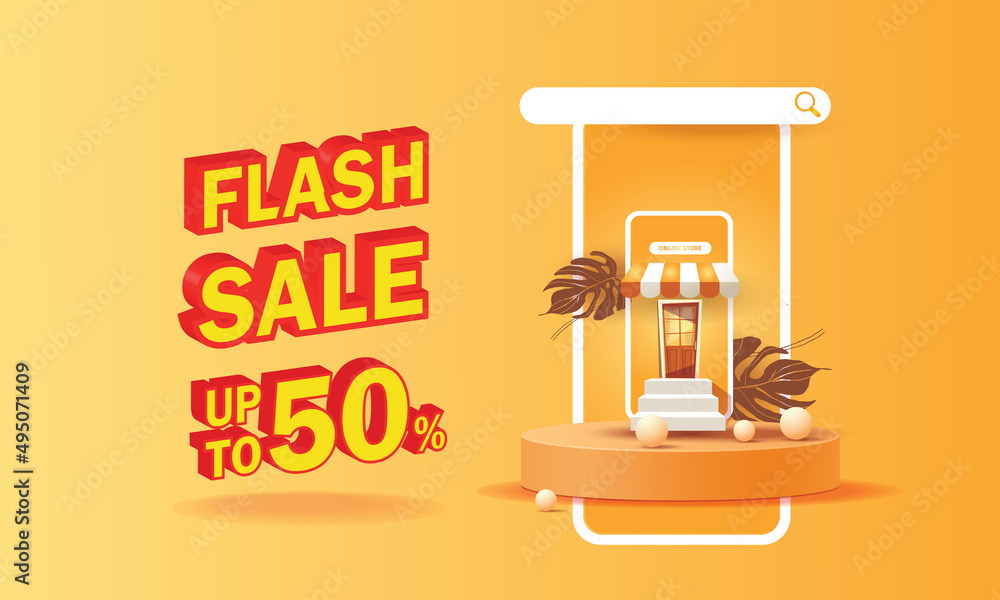 flash and big sale on phone banner web shopping online advertising retail discount price - obrazy, fototapety, plakaty 