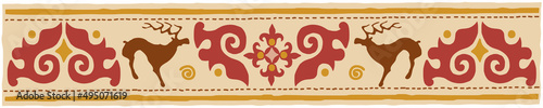 Ethnic background on the theme of Scythian and Turkic art, vector design, border