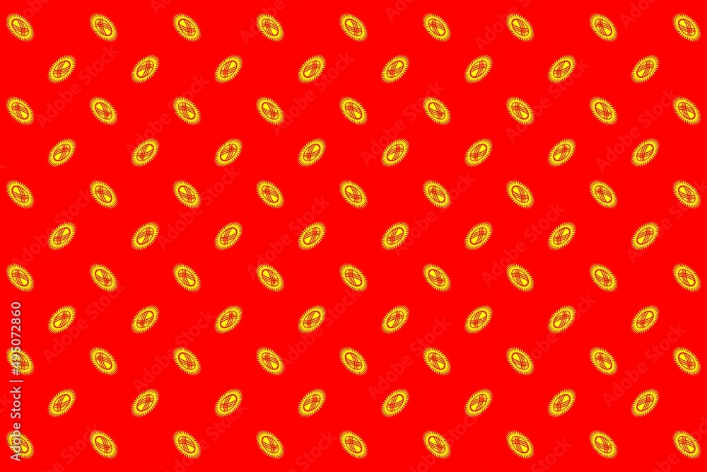 Geometric pattern in the colors of the national flag of Kyrgyzstan. The colors of Kyrgyzstan. Geometric pattern in the colors of the national flag of Kyrgyzstan. The colors of Kyrgyzstan.