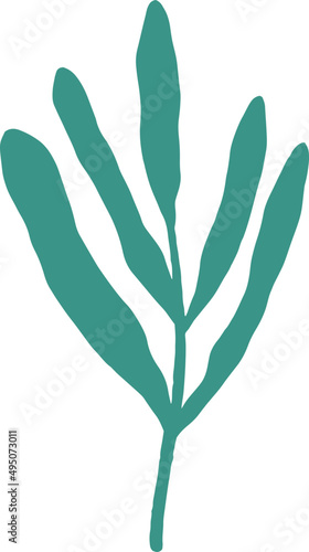 Abstract Green Branch Doodle Decorative Element