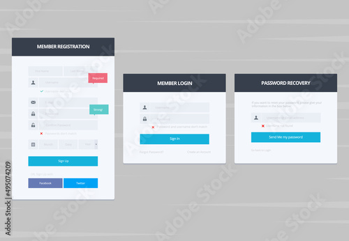 Login and Sign Up Form set - Stock Vector