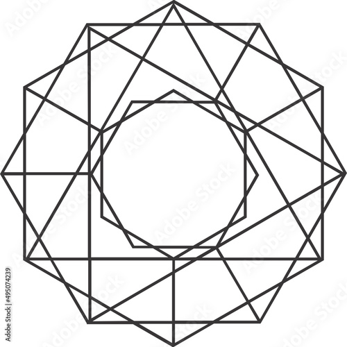 Spiritual Geometry Symbol Outline Decorative Element