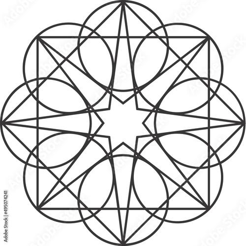 Mystic Geometry Symbol Line Art Decorative Element