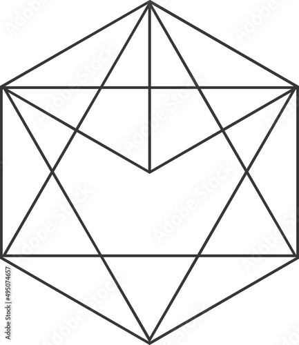 Sacred Geometry Symbol Line Art Decorative Outline Element
