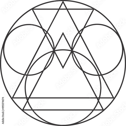 Sacred Geometry Symbol Line Art Monochrome Decorative Element