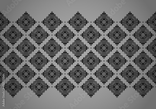 Wallpaper in the style of Baroque. Modern vector background. Black and gray floral ornament. Graphic pattern for fabric, wallpaper, packaging. Ornate Damask flower ornament