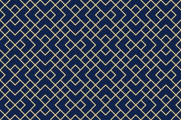 Wandcirkels Blauw goud patronen Modern lijnenraster goud en donkerblauw  © ELENA