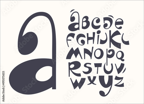 Cartoon font alphabet letters. Childish typography. Playful typographic design. Joyful typeset for kids product logo, birthday headline, carnival and festival title, children book and toy type. Vector