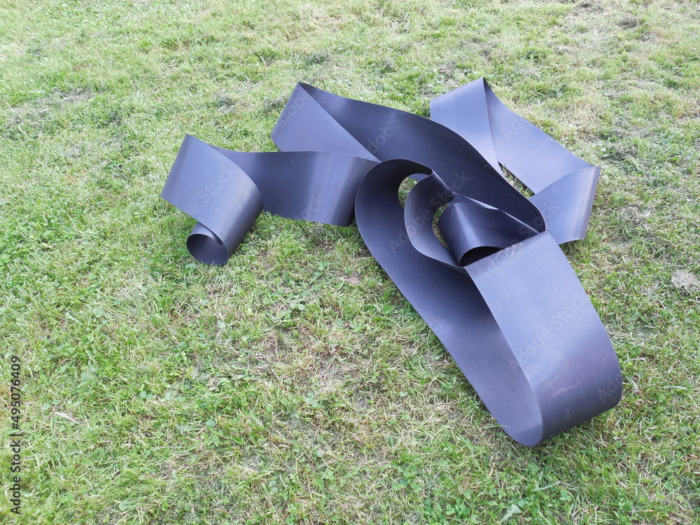 Black flexible border tape to protect the borders of flower beds and