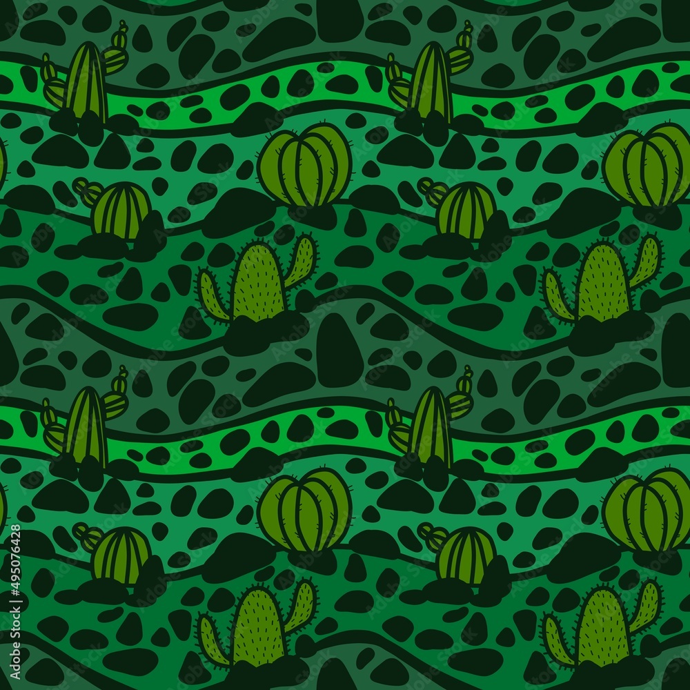 Floral seamless cactus pattern for fabrics and textiles and packaging and gifts and cards and linens and kids Floral seamless cactus pattern for fabrics and textiles and packaging and gifts and cards and linens and kids