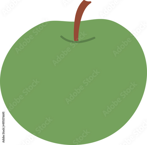 Green Apple Cartoon Illustration