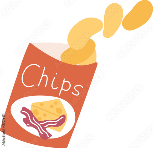 Pack of Chips Cartoon Illustration