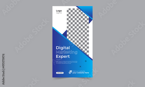Digital marketing social media story layout business webinar for social media post, business stories template geometric shape design for attractive abstract elements post background space for text