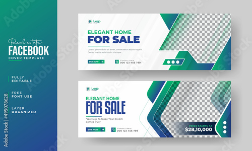 Real estate Facebook cover banner template design, Set of elegant modern abstract home for sale real estate Facebook cover, banner, social media post, timeline cover, web banner, template design
