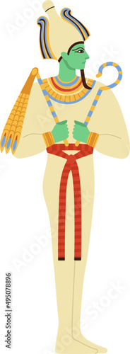 Osiris Ancient Egyptian God Cartoon Illustration