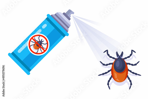 spray against ticks. destroy insects. spray insect repellant. flat vector illustration.
