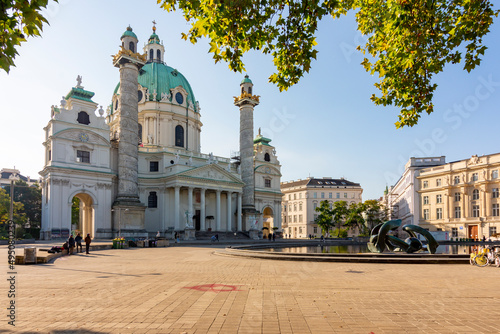 Karlskirche church on Karlsplatz square, Vienna, Austria