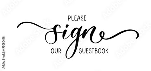 Bilde på lerret Please sign our guestbook. Wedding typography lettering design