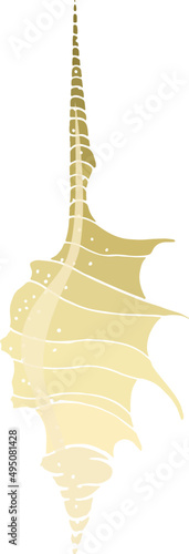 Underwater Sea Shell Hand Drawn Colored Illustration