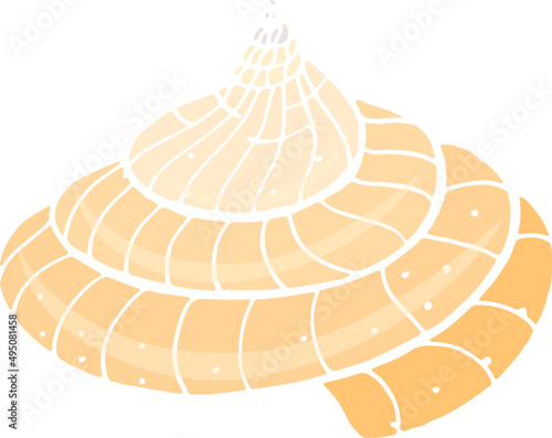 Marine Seashell Hand Drawn Colored Illustration