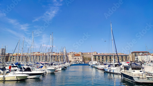 view of the port of Marseille in France