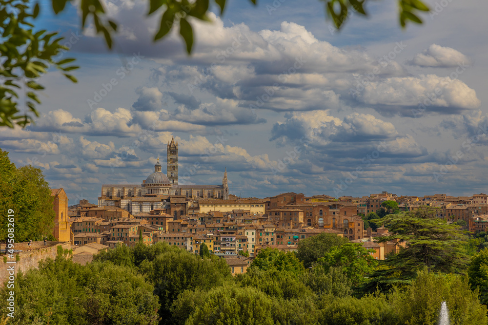 View on Siena's cathedral from Fortezza medicea