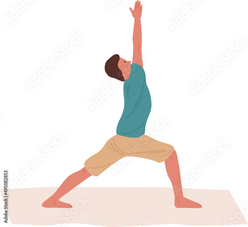 Man Practicing Yoga Cartoon Illustration